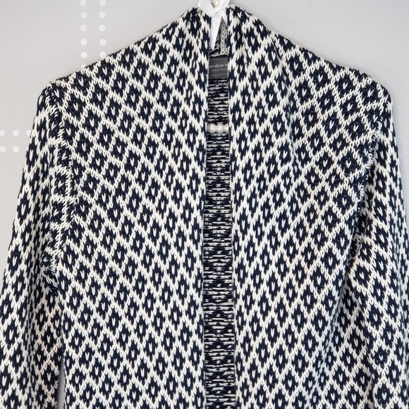 Anthropologie Wooden ships Navy and White Cardigan SZ S/M - Picture 2 of 6